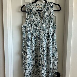 Faherty Blue and White Pleated Mini Dress